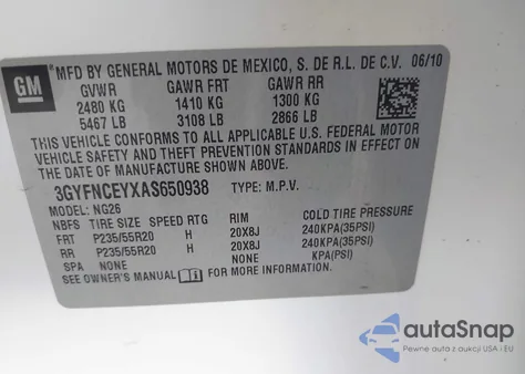 2010 Cadillac Srx Premium Collection from USA, damaged, VIN 3GYFNCEYXAS650938